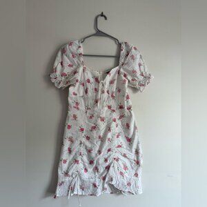 SHEIN White Ruched Mini Sundress Square Neck